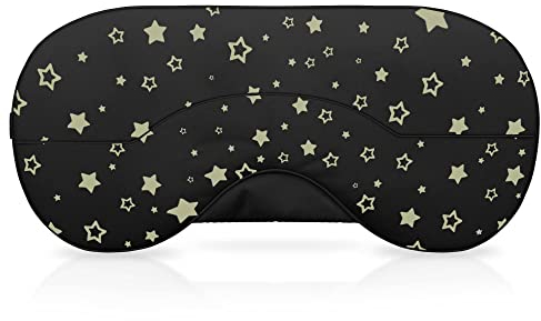 Silk Sleep Mask, Eye Mask for Sleeping, Blindfold Eye Mask, Super Soft Sleep Masks for Women & Men with Adjustable Straps, Sleeping Mask, Blackout Sleep Mask – Black Stars
