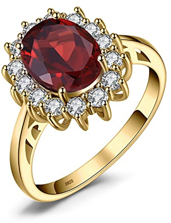 JewelryPalace Prinsessan Diana Kate Middleton ädelsten äkta Granatringar Guld, Förlovningsring Vigselringar Förlovningsring Silver 925 Damer, Silverringar Frieri Ringar, Damsmycken 62