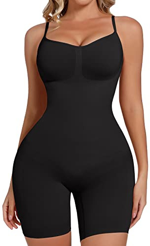 Joyshaper Body Sculptant Femme Gaine Amincissante Ventre Plat Gainant Minceur Bodysuit Body Gaina Push Up avec Cretelles Réglables Shapewear, Noir, M