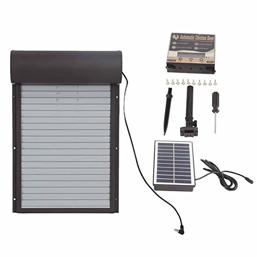 Automatisk dörröppnare för hönsgård med timer, batteri- eller solcellsdriven dörr för fjäderfä, aluminiumdörr med LED-display Programmerbar dörröppnare för hönsgård skyddar mot rov