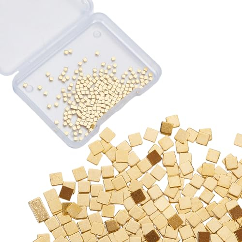 CREATCABIN 200 pieza Soldadura Chip Oro 24 quilates Chapado En Oro Latón Chips Soldadura Fundente para Joyería Precortada Ultrabaja Fácil Soldadura Cuadrado para Reparación Soldadura Electrónica 2x2mm
