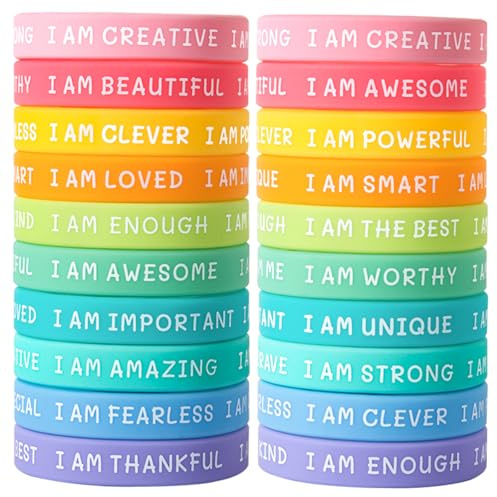CYCLUSIVE 20 Pieces Students Inspirational Wristbands Rubber Bracelets Fun Motivational Wristbands for Kids Students Back to School Gifts