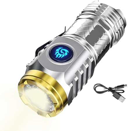 Holdes Torcia LED Ricaricabile, Torcia LED Ultra Potente, Piccola Torcia Elettrica Potente LED Ricaricabile 5 Mode, Piccola Torcia Portatile per Incontornibile