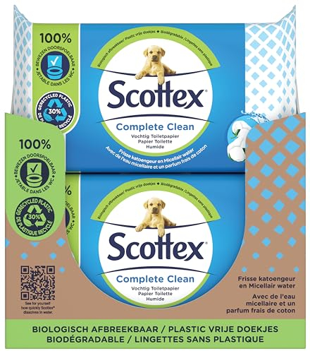 Scottex® Complete Clean - Carta igienica bagnata, 504 salviette (12 confezioni x 42 salviette)