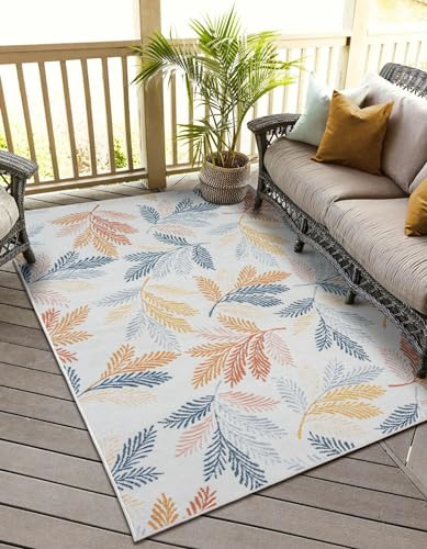 MY-RUG Outdoor Teppich wetterfest 200 x 300 UV beständig & rutschfest für Garten Terrasse Balkon Küche & Wohnzimmer kurzflor waschbarer Wohnzimmerteppich Gartenteppich Balkonteppich Läufer Zuri
