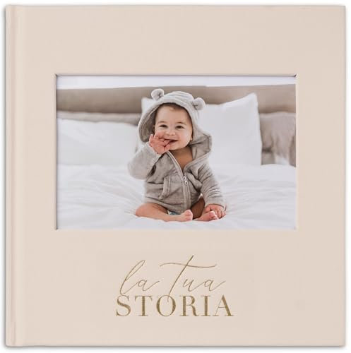 Album Nascita | Libro Bimbo/a | 132 Pagine | Regalo Neonato | Diario e Album Fotografico per Foto Formato 10 x 15 cm (Crema)
