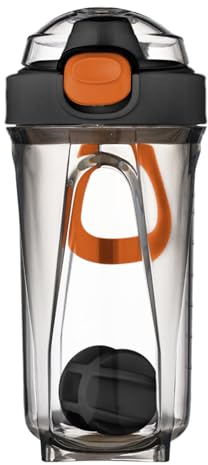 Mecmbj Shaker Proteinas, Botella Coctelera de 500 ml con Bola Batidora, Shaker Bottle, Vaso Mezclador Proteinas con Asa para Batidos Cremosos en Polvo (negro)