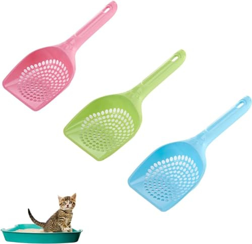 qiangXINGYai Lot de 3 pelles à litière durables pour chat