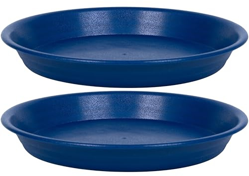 MSKIAUO Plant Saucer Pot Tray 10 inch, 2 Packs Plant Drainage Trays, Plastic Flower Planter Saucers and Drip Trays for Indoors, Heavy Durable Plant Plate Water Catcher (Blue)