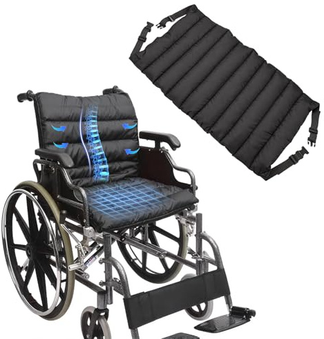 Natudeco Cojín completo para silla de ruedas con correas, cojín reclinable ajustable adecuado para diferentes sillas de ruedas
