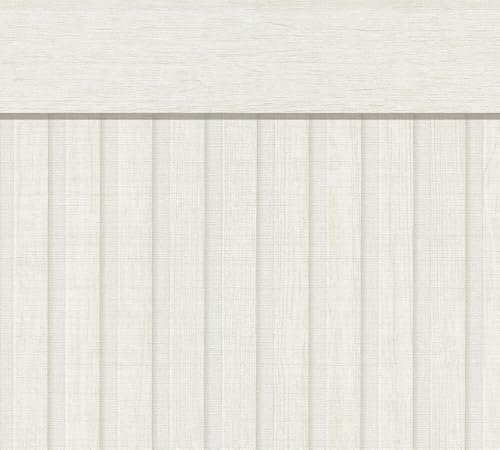 A.S. Création Papel pintado efecto madera crema, blanco 399563 - Papel pintado no tejido Paneles acústicos - Diseño escandinavo de zócalo en formato apaisado - 5,00m x 1,06m - Made in Germany