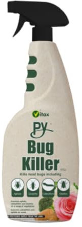 Py Insecticide Bug and Insect Killer Spray - 750ml, Natural Pyrethrum-Based Formula, Controls Greenfly, Blackfly, Caterpillars, Ants, and More, Safe for Edible Plants