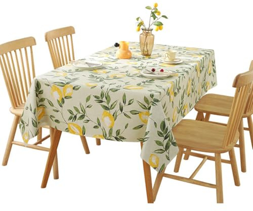 Ziyonix Mantel Hule Mesa Rectangular Mantel de Hule Impermeable Mantel de Mesa Antimancha Patrón con Limones Mantel PVC para Interior y Exterior Cocina Comedor Fiestas, 140 x 220 cm