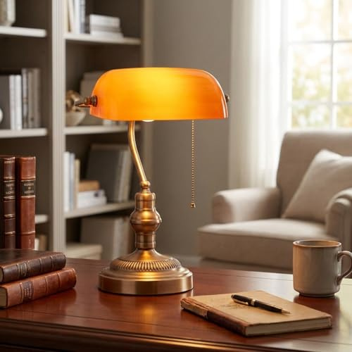BARCELONA LED Lámpara Mesa Vintage BANQUERO E27 Naranja