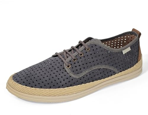 JOMIX Alpargatas Hombre Verano Transpirables con Cordones Zapatos Casual Bajos Empeine Perforado Suela de Goma Made in España
