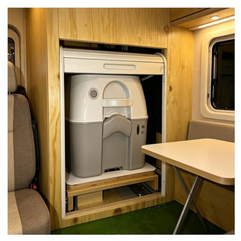 Armoire de rangement coulissante portable pour VR à volet roulant | Panneau de remplacement pour bacs de rangement sur mesure, kit de porte de WC encastrée pour camping-car