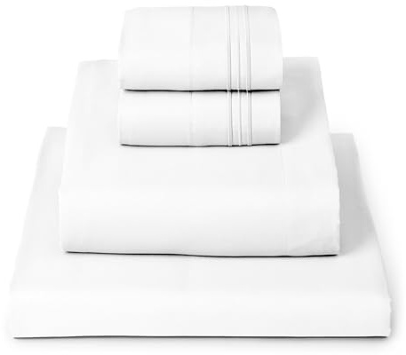 Mellanni Full Sheets Set - 4 PC Iconic Collection Bedding - Hotel Luxury, Extra Soft, Cooling Bed Sheets - Wrinkle, Fade, Stain Resistant (Full, White)