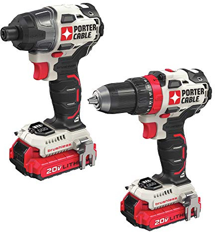 PORTER-CABLE 20V MAX Cordless Drill and Impact Driver, Power Tool Combo Kit with 2 Batteries and Charger (PCCK619L2)