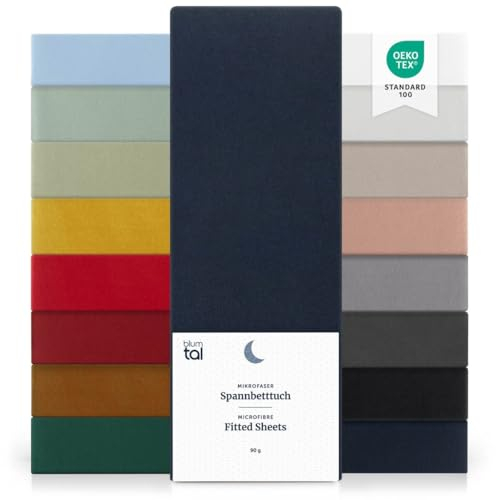 Blumtal Spannbettlaken aus Microfaser - ko-Tex zertifiziertes Bettlaken - Spannleintuch 180x200 - Dark Ocean Blue