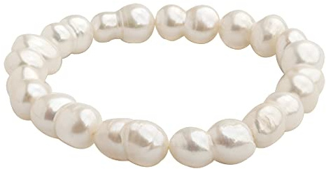 Secret & You Bracciale di Perle coltivate d'Acqua Dolce Twin Barocca Elastica 18 cm Perle gemelle da 11-12 mm