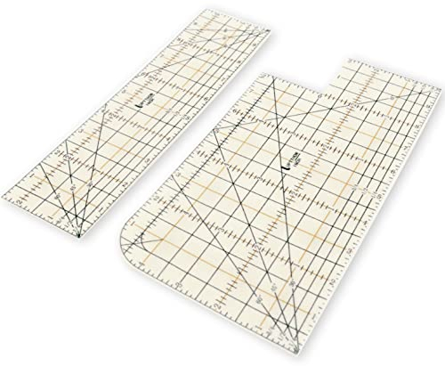 UPTTHOW 2PCS Hot Hem Ruler Sewing Fabric Ironing Tool Seam Allowance Press with Dry or Steam Iron Heat Resistant Non-slip Craft Accessories for Clothes Quilting and Folding INCH set