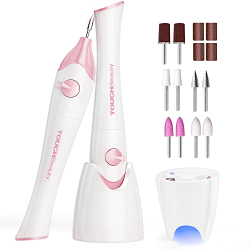 Lima de Uñas Electrica, TOUCHBeauty Kit Manicura Eléctrico, Set de Manicura y Pedicura Eléctrico con 5 accesorios para el cuidado de las uñas, Sistema de pulido para las uñas AG-1335 (Rosa)
