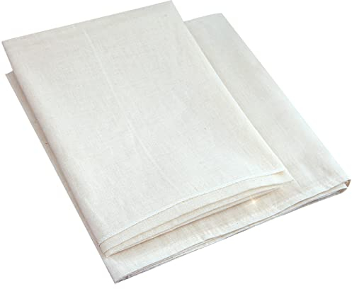 2 Stück 48x48cm Käsetuch Feingewebt Dichtegrad Ungebleichte Reine Baumwolle Seihtuch mit Sauber Umgeschlagene Saum, Waschbar und Wiederverwendbar Filtertuch
