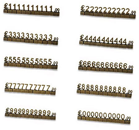 Mini kub prislapp, 10 uppsättningar prisvisningskuber, justerbar 3D metall priskubsats för smycken klocka ring butik pris visning - brons/GBP