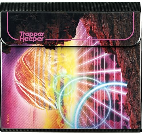 Mead Trapper Keeper Binder, Retro Design, 1 Binder Includes 2 Folders and Extra Pocket, Metal Rings and Spring Clip, Secure Storage, Glow, School Supplies (260038FM-ECM)
