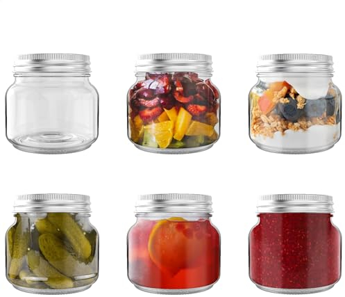HEFTMAN Bocaux en Verre 250ml - Lot de 6 Bocaux en Verre Hermétique - Bocal en Verre avec Couvercle pour Confiture Maison, Meal Prep, Conservation des Aliments - Bocaux Conserve (6 PCS)