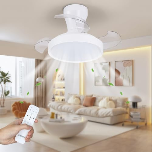 activeallbrite Takfläkt med ljus, DC-motor, 38 W, 6 hastigheter, infällbara blad, 3000K-6500K, sommar-/vinterfunktion, timer, Ø55 cm.