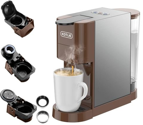 KOTLIE 4 in 1 Coffee Machine for Nespresso Original/Dolce Gusto/L’OR/Ground Capsule and ESE Coffee Pods,19Bar multi-Capsule Coffee Machine AC-513H (BROWN-513H)