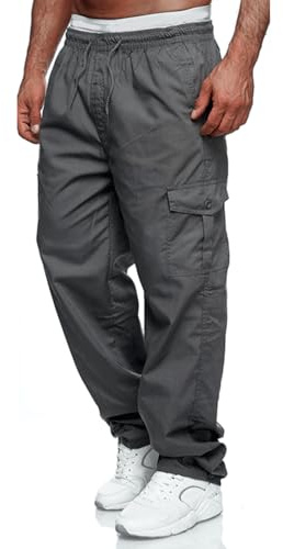 Casuayaloo Mens Cargo Trousers Combat Work Casual Jogger Tracksuit Bottoms Drawstring Waist Pants with Pockets
