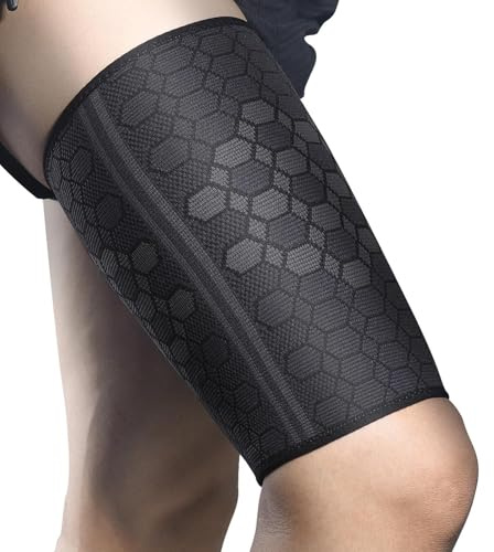 Yagaspantery 2 Pezzi Manga de Compresión de Muslo,Musleras Compresion Hombre Mujer,Muslera Elásticas Deportiva,Para Recuperación Esguince,Transpirable y Antideslizante(L,45-53cm)