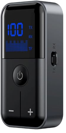 Fyrdyn Receptor de Audio Inalámbrico, Receptor Inalámbrico para Computadora, Jack 3.5mm TF Compacto Baja Latencia para de Sonido Estéreo Altavoces Casa Coche