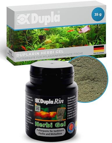 Dupla DuplaRin Herbi-gel I 35 g I självhäftande foderpasta för Herbivore fiskar och virvellösa I Med Spirulina, havsalger, klorella, alg, mykoprotein och vitlök I akvarier fiskfoder