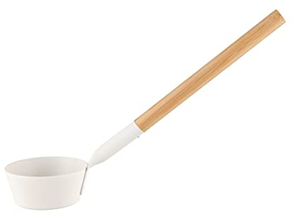 Rento - Saunakelle, Aufgusskelle, Saunalöffel - Aluminium, Bambus - Weiß - 43 cm