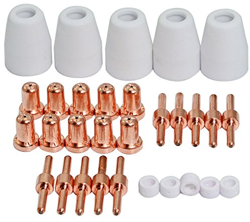 RIVERWELD PT-31 LG-40 JG40 Plasma Cutting Torch Consumables Extended Tips Nozzle 18866L Electrode 18205L Shroud Shield Ceramic Cup 18204 Fit Cut 40 50 CT-312 Plasma Cutter 30pcs