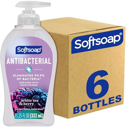 Softsoap Antibacterial Liquid Hand Soap, White Tea & Berry Scent Hand Soap, 11.25 Ounce, 6 Pack