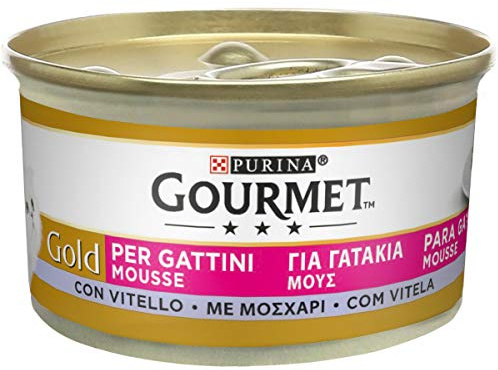 GOURMET Gold Cibo Umido per Gattini Mousse con Vitello - 24 Lattine da 85 g, Alimento Umido Specifico per Gattini