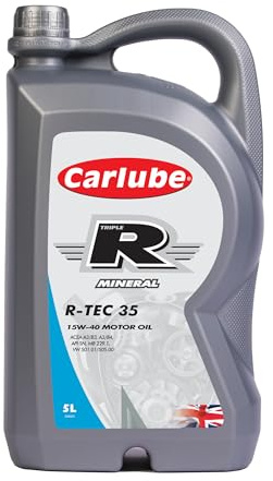Carlube Triple R 15W-40 Aceite Mineral R-TEC 35 5L para Volkswagen, ACEA A3/B3, A3/B4, API SN