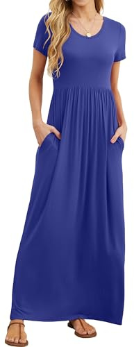 GRECERELLE Womens Maxi Dress Summer Casual Long Dresses for Ladies with Pockets (Royal Blue, XL)