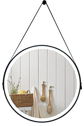 RELAX4LIFE LED Badspiegel 60cm, Wandspiegel Rund, Hängespiegel mit Touchschalter + 3 Lichtfarbe, Badezimmerspiegel Dimmbar & Beschlagfrei, 3000K-6000K