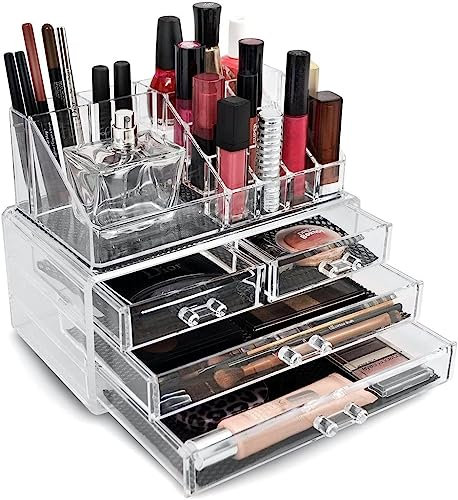 SuperGift.com Cosmetic Organiser 4 Drawers, Makeup Organiser, Cosmetics Skincare Organisers Box, Skincare Organiser, Make up Organisers and Storage for Vanity with Drawers
