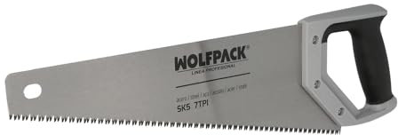 WOLFPACK LINEA PROFESIONAL Serrucho Carpintero Bimaterial 400 mm. / 16 Acero SK5 Triple Afilado Sierra Carpintero, Serrucho Carpinteria, Sierra Costilla