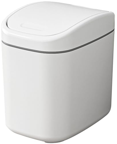 Toguma Cestino da tavolo con coperchio Cestino da tavolo Cestino di plastica per carta straccia Mini cestino per auto Cestino per caffè (Bianco)