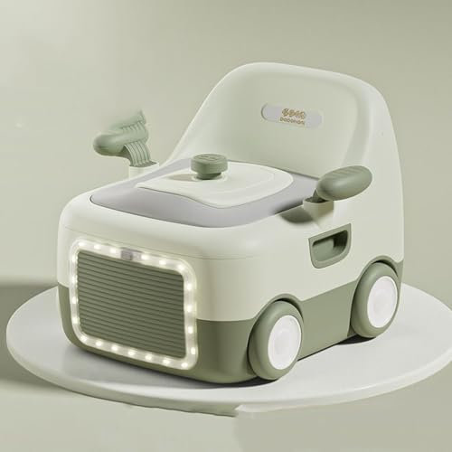 ASIAD Babytopf mit praktischem Stauraum, 3-in-1 Potty Trainer & Kindertoilette für einfaches Töpfchentraining – Perfekter Toilettensitz für Kinder,Grün,Mit Lichtband