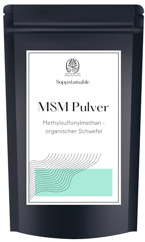 500g-Pures Methylsulfonylmethan Pulver - Reines MSM, keine Füllstoffe & Zusatzstoffe - Veganer organischer Schwefel fürGelenke und Haut - abgefüllt in DE von Suppstainable