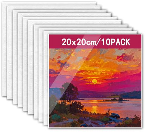 10 Stück Leinwände zum Bemalen Klein Set, Mini Leinwand 20x20 cm Set, leinwände für acrylfarben - 3mm Starkem Malkarton für Künstler, Amateure, Anfänger, Kinder für Acryl-, Aquarell-, Ölfarbe