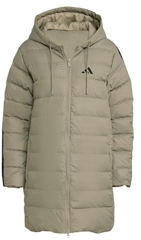 adidas Women's Parka à Capuche Duvet léger Essentials Climawarm 3 Bandes, Silver Pebble, L